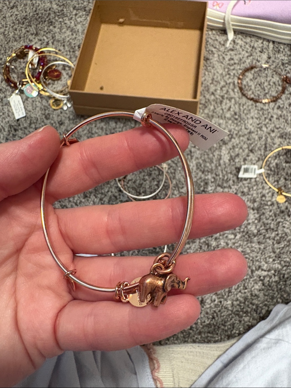 Alex and Ani Rose Gold Elephant Charm Expandable Bracelet